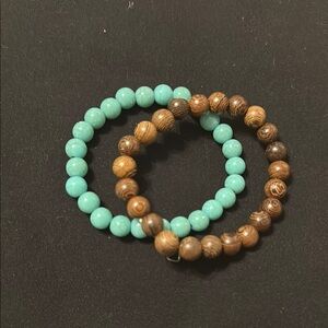 Turquoise and Brown Beaded Bracelet Set